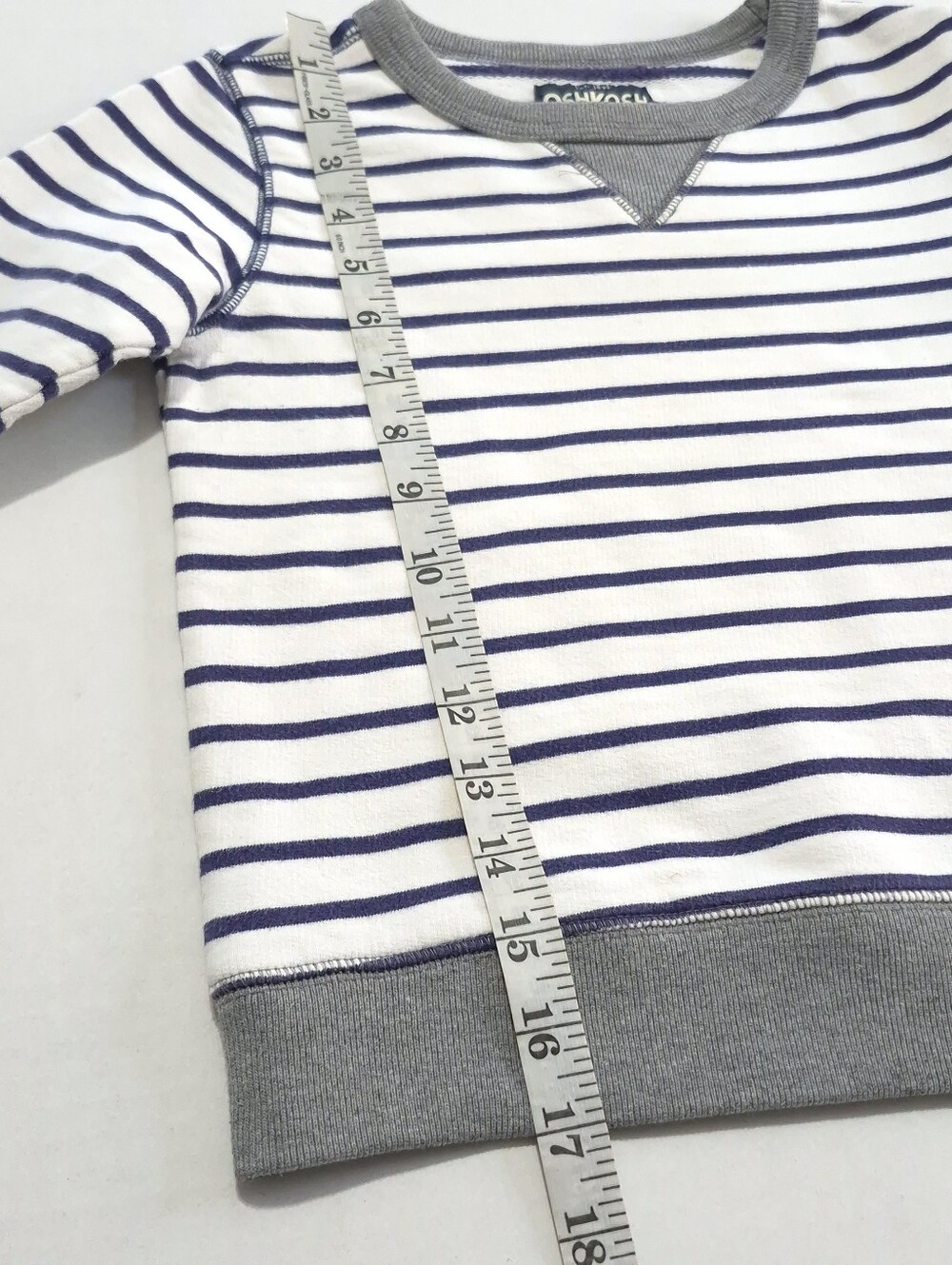 OshKosh B'gosh Boys Size 6 Blue White Striped Crewneck Sweatshirt Pullover - Picture 7 of 15